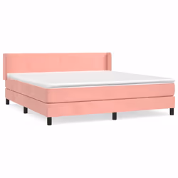 vidaXL Giroletto a Molle con Materasso Rosa 160x200 cm in Velluto - Vista aggiuntiva 2
