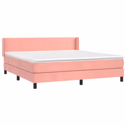 vidaXL Giroletto a Molle con Materasso Rosa 160x200 cm in Velluto - Vista aggiuntiva 3