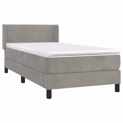 vidaXL Giroletto a Molle con Materasso Grigio Chiaro 80x200 cm Velluto - Vista aggiuntiva 3
