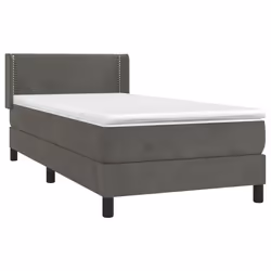 vidaXL Giroletto a Molle con Materasso Grigio Scuro 90x200 cm Velluto - Vista aggiuntiva 3