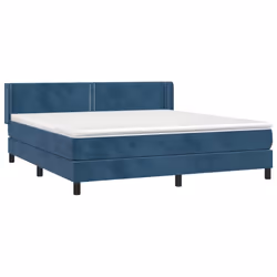 vidaXL Giroletto a Molle con Materasso Blu Scuro 180x200 cm in Velluto - Vista aggiuntiva 3