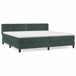 vidaXL Giroletto a Molle con Materasso Verde Scuro 200x200 cm Velluto - Vista aggiuntiva 2