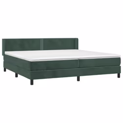 vidaXL Giroletto a Molle con Materasso Verde Scuro 200x200 cm Velluto - Vista aggiuntiva 3