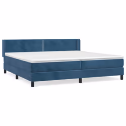vidaXL Giroletto a Molle con Materasso Blu Scuro 200x200 cm in Velluto - Vista aggiuntiva 2