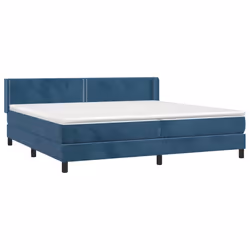 vidaXL Giroletto a Molle con Materasso Blu Scuro 200x200 cm in Velluto - Vista aggiuntiva 3