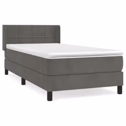 vidaXL Giroletto a Molle con Materasso Grigio Scuro 80x200 cm Velluto - Vista aggiuntiva 2