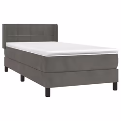 vidaXL Giroletto a Molle con Materasso Grigio Scuro 80x200 cm Velluto - Vista aggiuntiva 3