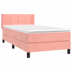 vidaXL Giroletto a Molle con Materasso Rosa 90x190 cm in Velluto - Vista aggiuntiva 3