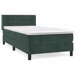 vidaXL Giroletto a Molle con Materasso Verde Scuro 90x200 cm Velluto - Vista aggiuntiva 2