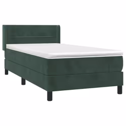 vidaXL Giroletto a Molle con Materasso Verde Scuro 90x200 cm Velluto - Vista aggiuntiva 3