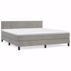 vidaXL Giroletto a Molle con Materasso Grigio Chiaro 160x200cm Velluto - Vista aggiuntiva 2