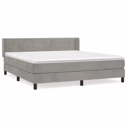 vidaXL Giroletto a Molle con Materasso Grigio Chiaro 160x200cm Velluto - Vista aggiuntiva 3