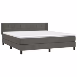 vidaXL Giroletto a Molle con Materasso Grigio Scuro 160x200 cm Velluto - Vista aggiuntiva 3