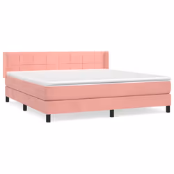 vidaXL Giroletto a Molle con Materasso Rosa 180x200 cm in Velluto - Vista aggiuntiva 2