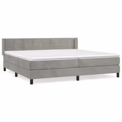 vidaXL Giroletto a Molle con Materasso Grigio Chiaro 200x200cm Velluto - Vista aggiuntiva 2