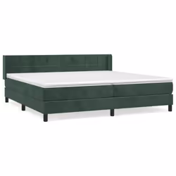 vidaXL Giroletto a Molle con Materasso Verde Scuro 200x200 cm Velluto - Vista aggiuntiva 2