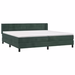 vidaXL Giroletto a Molle con Materasso Verde Scuro 200x200 cm Velluto - Vista aggiuntiva 3