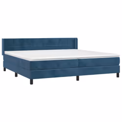 vidaXL Giroletto a Molle con Materasso Blu Scuro 200x200 cm in Velluto - Vista aggiuntiva 3