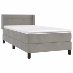 Giroletto a Molle con Materasso Grigio Chiaro 90x190 cm Vellutocod mxl 122468 - Vista aggiuntiva 3
