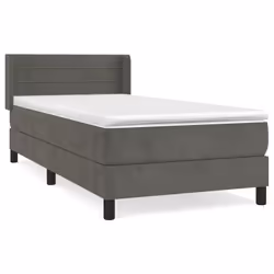 vidaXL Giroletto a Molle con Materasso Grigio Scuro 90x200 cm Velluto - Vista aggiuntiva 2