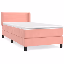 vidaXL Giroletto a Molle con Materasso Rosa 90x200 cm in Velluto - Vista aggiuntiva 2