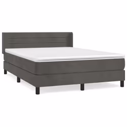 vidaXL Giroletto a Molle con Materasso Grigio Scuro 140x190 cm Velluto - Vista aggiuntiva 2