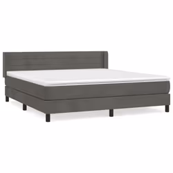vidaXL Giroletto a Molle con Materasso Grigio Scuro 160x200 cm Velluto - Vista aggiuntiva 2