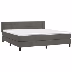 vidaXL Giroletto a Molle con Materasso Grigio Scuro 160x200 cm Velluto - Vista aggiuntiva 3