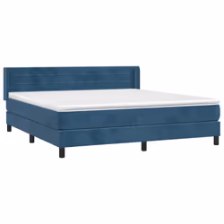 vidaXL Giroletto a Molle con Materasso Blu Scuro 180x200 cm in Velluto - Vista aggiuntiva 3