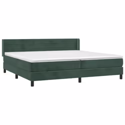 vidaXL Giroletto a Molle con Materasso Verde Scuro 200x200 cm Velluto - Vista aggiuntiva 3