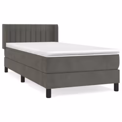 vidaXL Giroletto a Molle con Materasso Grigio Scuro 80x200 cm Velluto - Vista aggiuntiva 2