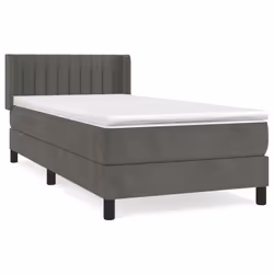 Giroletto a Molle con Materasso Grigio Scuro 90x190 cm Vellutocod mxl 122477 - Vista aggiuntiva 2