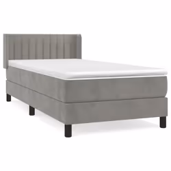 vidaXL Giroletto a Molle con Materasso Grigio Chiaro 90x200 cm Velluto - Vista aggiuntiva 2