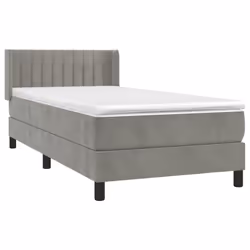 vidaXL Giroletto a Molle con Materasso Grigio Chiaro 90x200 cm Velluto - Vista aggiuntiva 3