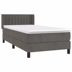 vidaXL Giroletto a Molle con Materasso Grigio Scuro 90x200 cm Velluto - Vista aggiuntiva 3