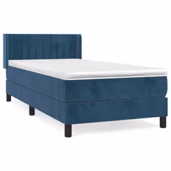 vidaXL Giroletto a Molle con Materasso Blu Scuro 90x200 cm in Velluto - Vista aggiuntiva 2