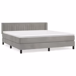 vidaXL Giroletto a Molle con Materasso Grigio Chiaro 160x200cm Velluto - Vista aggiuntiva 2