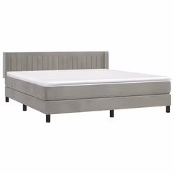 vidaXL Giroletto a Molle con Materasso Grigio Chiaro 160x200cm Velluto - Vista aggiuntiva 3