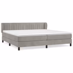 vidaXL Giroletto a Molle con Materasso Grigio Chiaro 200x200cm Velluto - Vista aggiuntiva 2