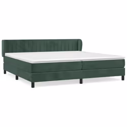 vidaXL Giroletto a Molle con Materasso Verde Scuro 200x200 cm Velluto - Vista aggiuntiva 2