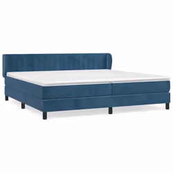 vidaXL Giroletto a Molle con Materasso Blu Scuro 200x200 cm in Velluto - Vista aggiuntiva 2