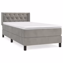 vidaXL Giroletto a Molle con Materasso Grigio Chiaro 80x200 cm Velluto - Vista aggiuntiva 2