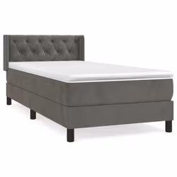 vidaXL Giroletto a Molle con Materasso Grigio Scuro 80x200 cm Velluto - Vista aggiuntiva 2