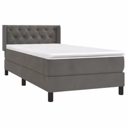vidaXL Giroletto a Molle con Materasso Grigio Scuro 80x200 cm Velluto - Vista aggiuntiva 3