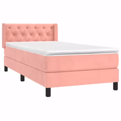 vidaXL Giroletto a Molle con Materasso Rosa 80x200 cm in Velluto - Vista aggiuntiva 3