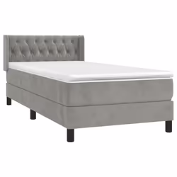 vidaXL Giroletto a Molle con Materasso Grigio Chiaro 90x200 cm Velluto - Vista aggiuntiva 3