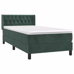 vidaXL Giroletto a Molle con Materasso Verde Scuro 90x200 cm Velluto - Vista aggiuntiva 3