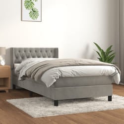 vidaXL Giroletto a Molle con Materasso Grigio Chiaro 100x200cm Velluto