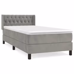 vidaXL Giroletto a Molle con Materasso Grigio Chiaro 100x200cm Velluto - Vista aggiuntiva 2