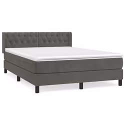 vidaXL Giroletto a Molle con Materasso Grigio Scuro 140x190 cm Velluto - Vista aggiuntiva 2